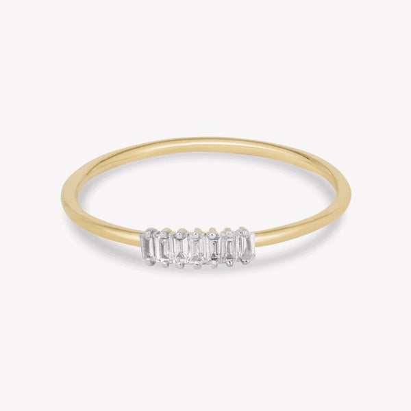 Baguette Diamond Line Ring in 14K Solid Gold