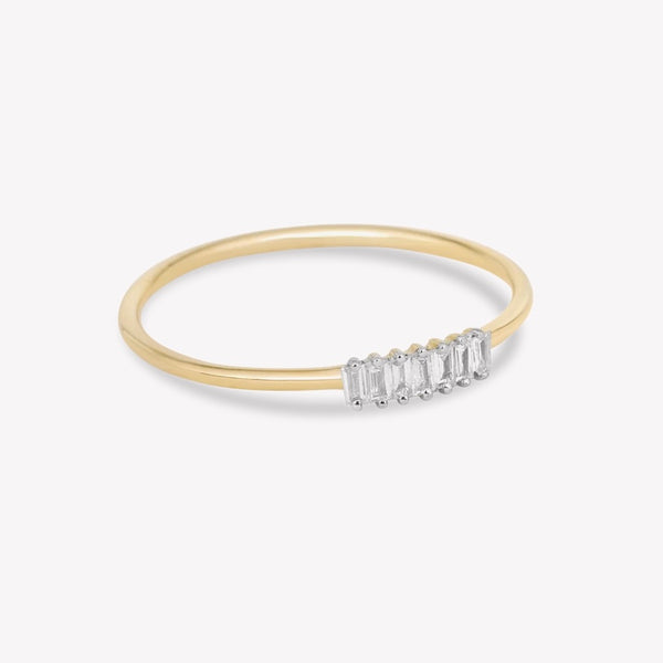 Baguette Diamond Line Ring in 14K Solid Gold