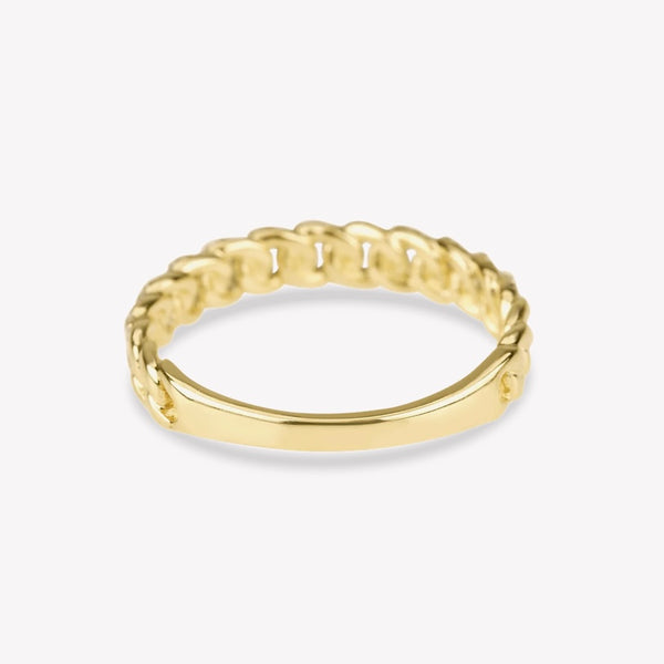 Fine Diamond Pave Chain Ring in 14K Solid Gold