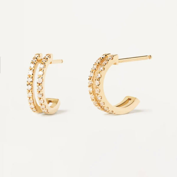 Diamond And Gold Dual Huggie Earrings