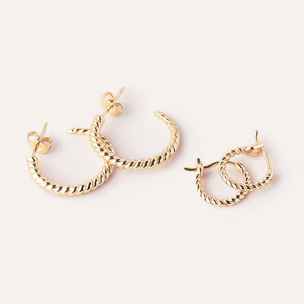 Ana Rope Hoop Earrings in 14kt Gold Over Sterling Silver