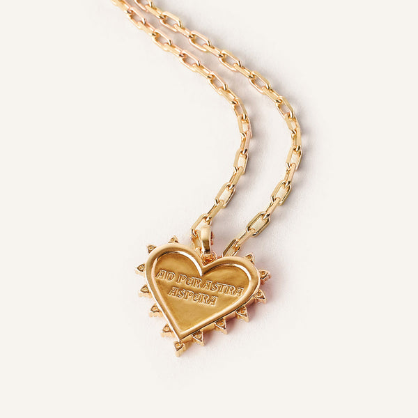 Spiked Love Token Necklace in 14kt Gold Over Sterling Silver