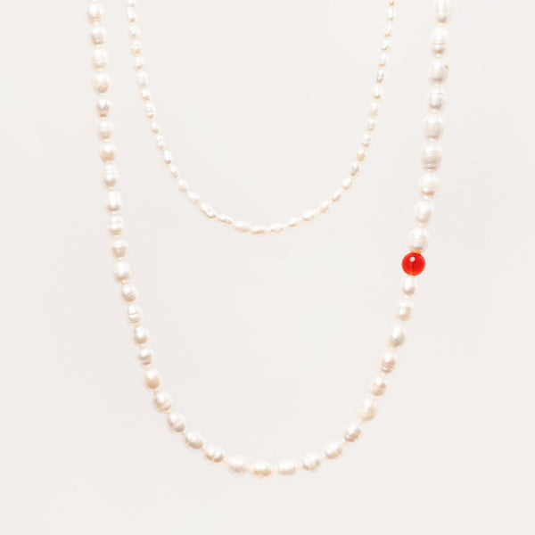 Pomegranate Carnelian Pearl Necklace - JOOPITA
