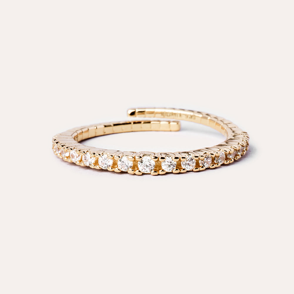 French Pavé Open Ring in 14kt Gold Over Sterling Silver