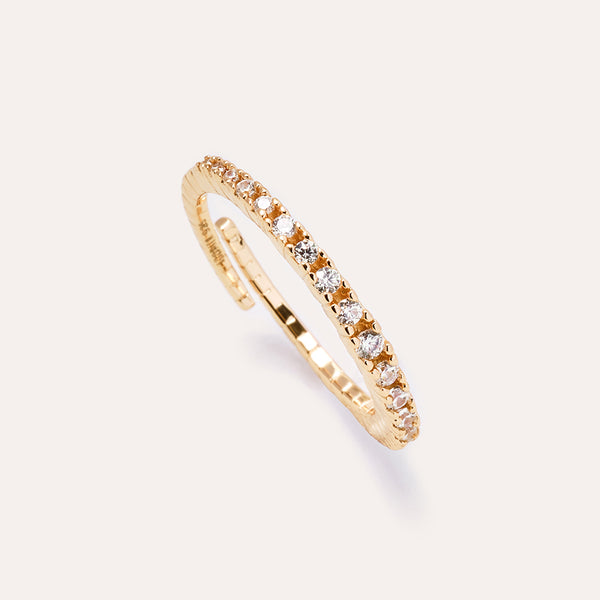 French Pavé Open Ring in 14kt Gold Over Sterling Silver