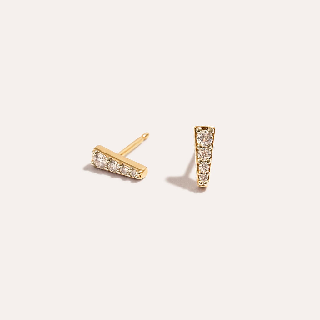 Starry Pavé Spike Stud Earrings in 14kt Gold Over Sterling Silver