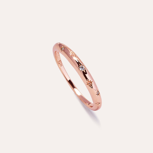 Celestial Starry Ring in 14kt Rose Gold Over Sterling Silver