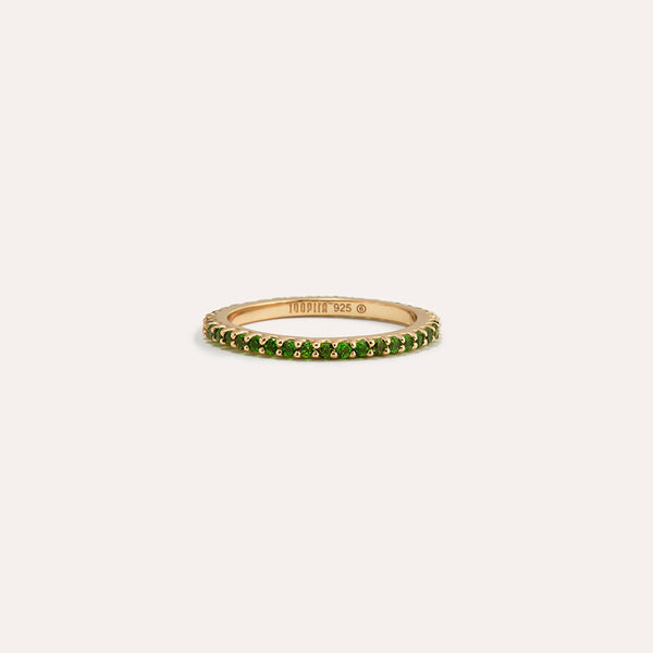 Gemstone Pavé Rings Set in 14kt Gold Over Sterling Silver