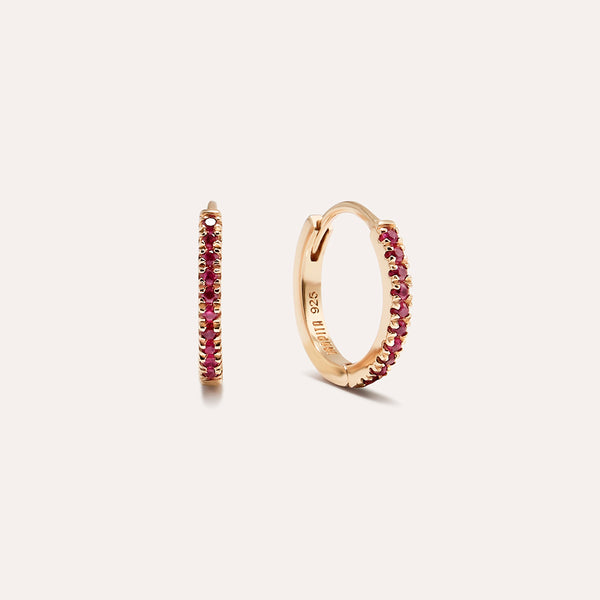 Solid Pavé Hoops Earrings in 14kt Gold Over Sterling Silver