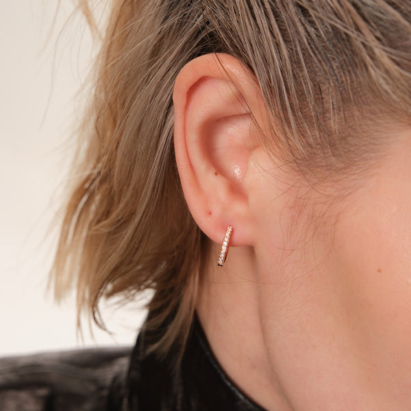 Radiant Ruby Pavé Hoop Earrings in 14kt Gold Over Sterling Silver