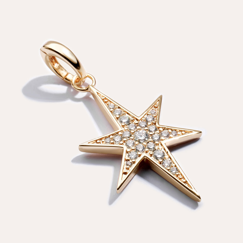 North Star Pavé Pendant in 14kt Gold Over Sterling Silver