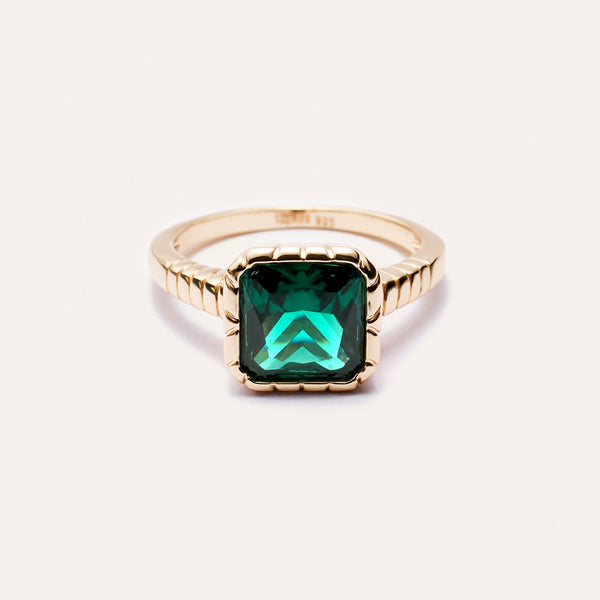 Aurora Tsovarite Ring in 14kt Gold Over Sterling Silver