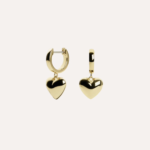 Full Heart Hoop Earrings in 14kt Gold Over Sterling Silver