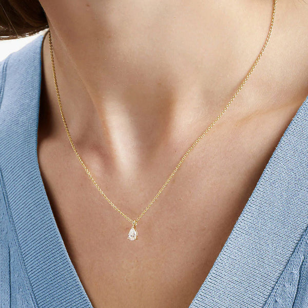Solo Pear Necklace in 14kt Gold Over Sterling Silver