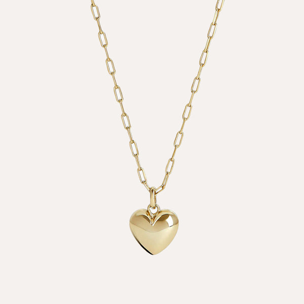 Full Heart Chain Necklace in 14kt Gold Over Sterling Silver