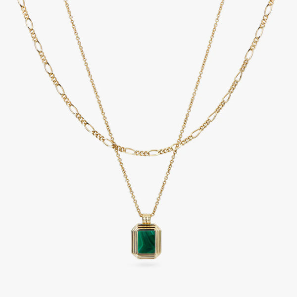 Independence Malachite Necklace Set in 14kt Gold Over Sterling Silver