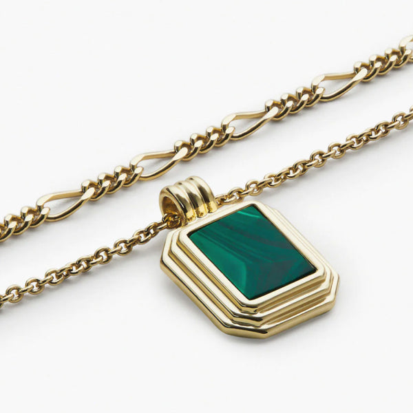 Independence Malachite Necklace Set in 14kt Gold Over Sterling Silver