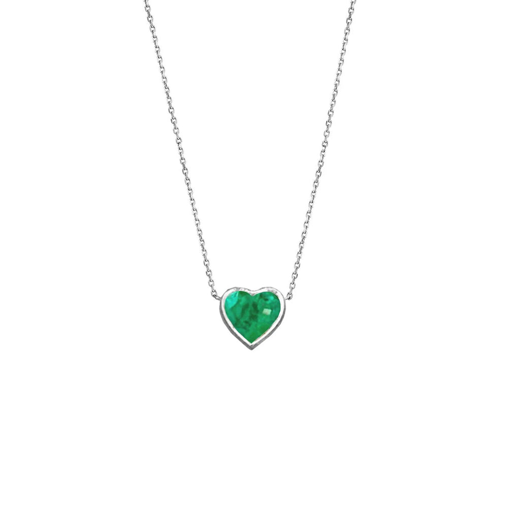 Heart Emerald Necklace in Sterling Silver
