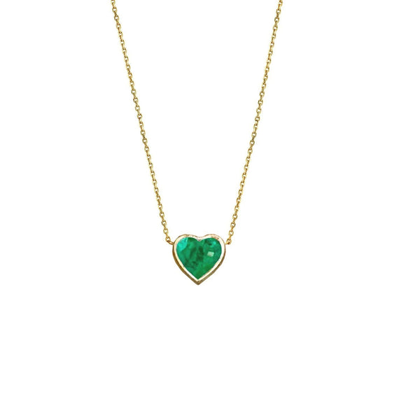 Heart Emerald Necklace in Sterling Silver