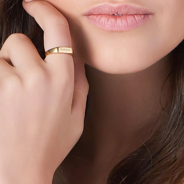 Personalized Intuitive Ring in 14kt Gold Over Sterling Silver