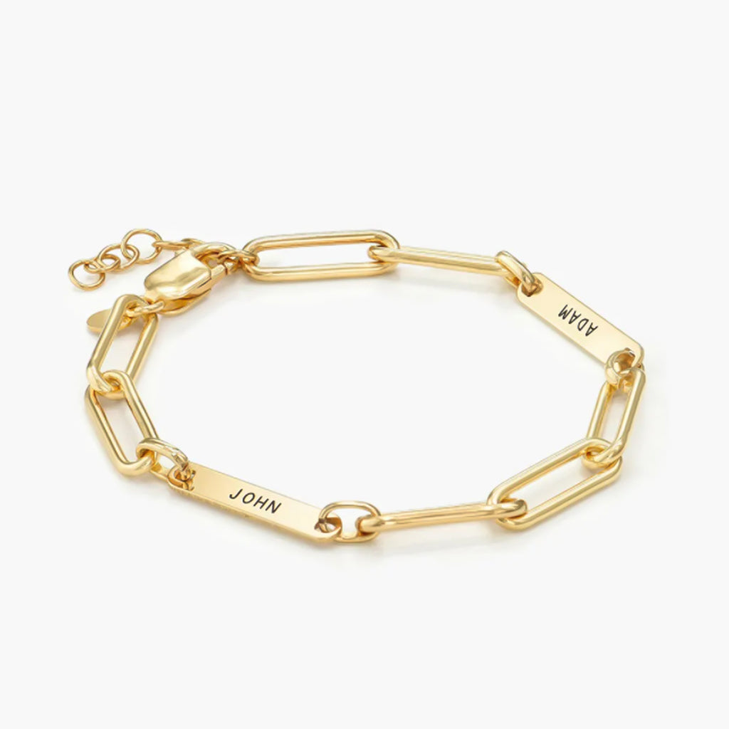 Personalized Gritty Chain Bracelet in 14kt Gold Over Sterling Silver