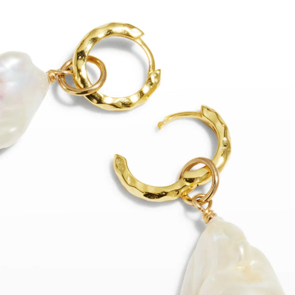 Alluring Baroque Pearl Hoop Earrings in 14kt Gold Over Sterling Silver