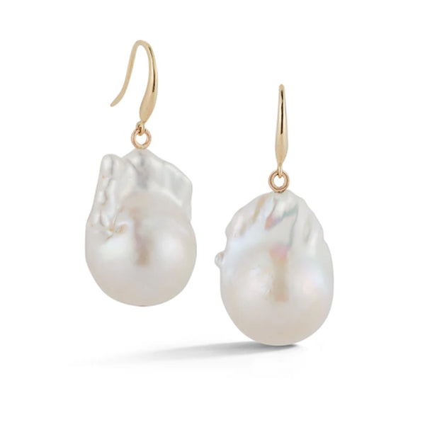 Graceful Baroque Pearl Earrings in 14kt Gold Over Sterling Silver
