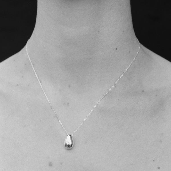 Tiny Egg Necklace in Sterling Silver