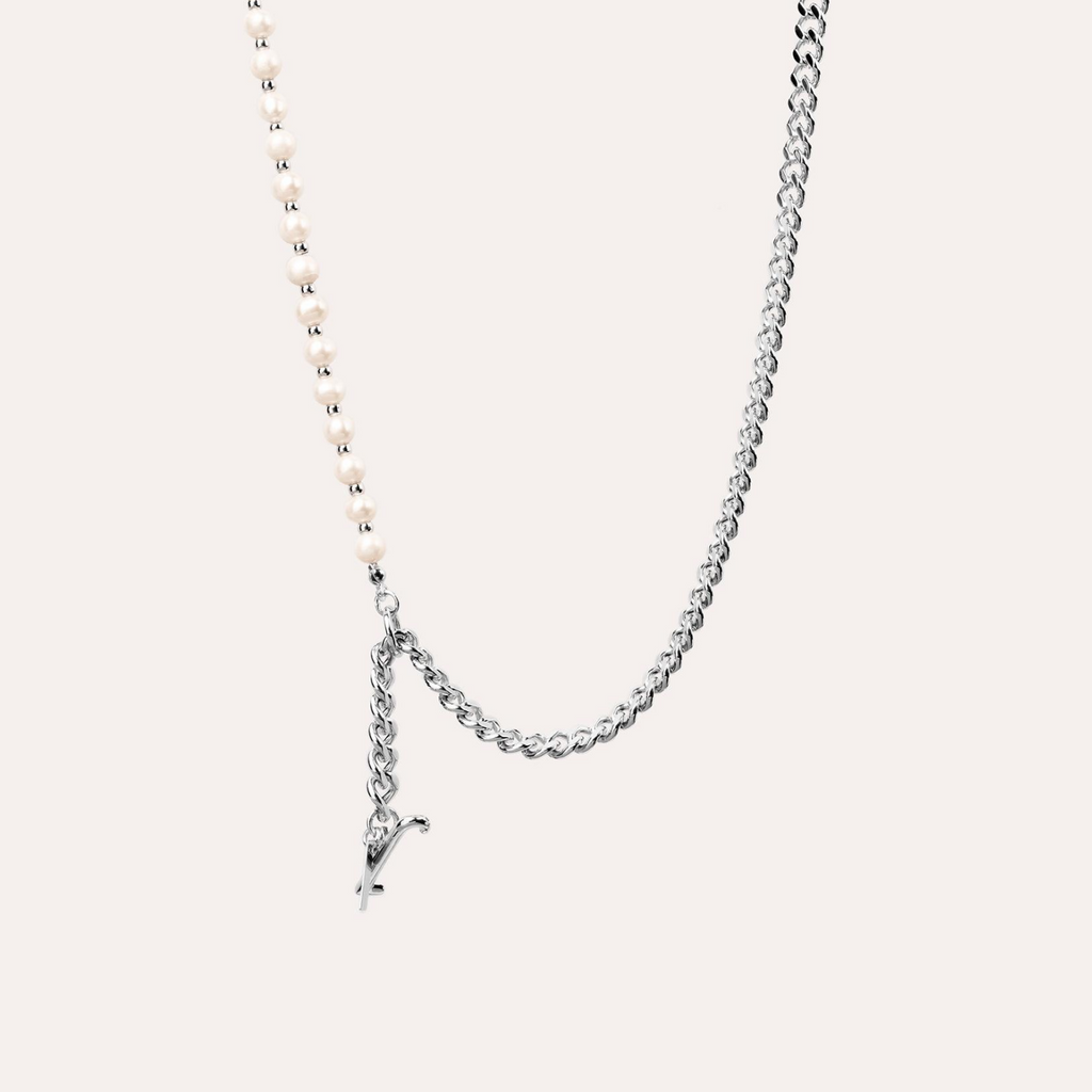 J-Bar Pearl Chain Necklace
