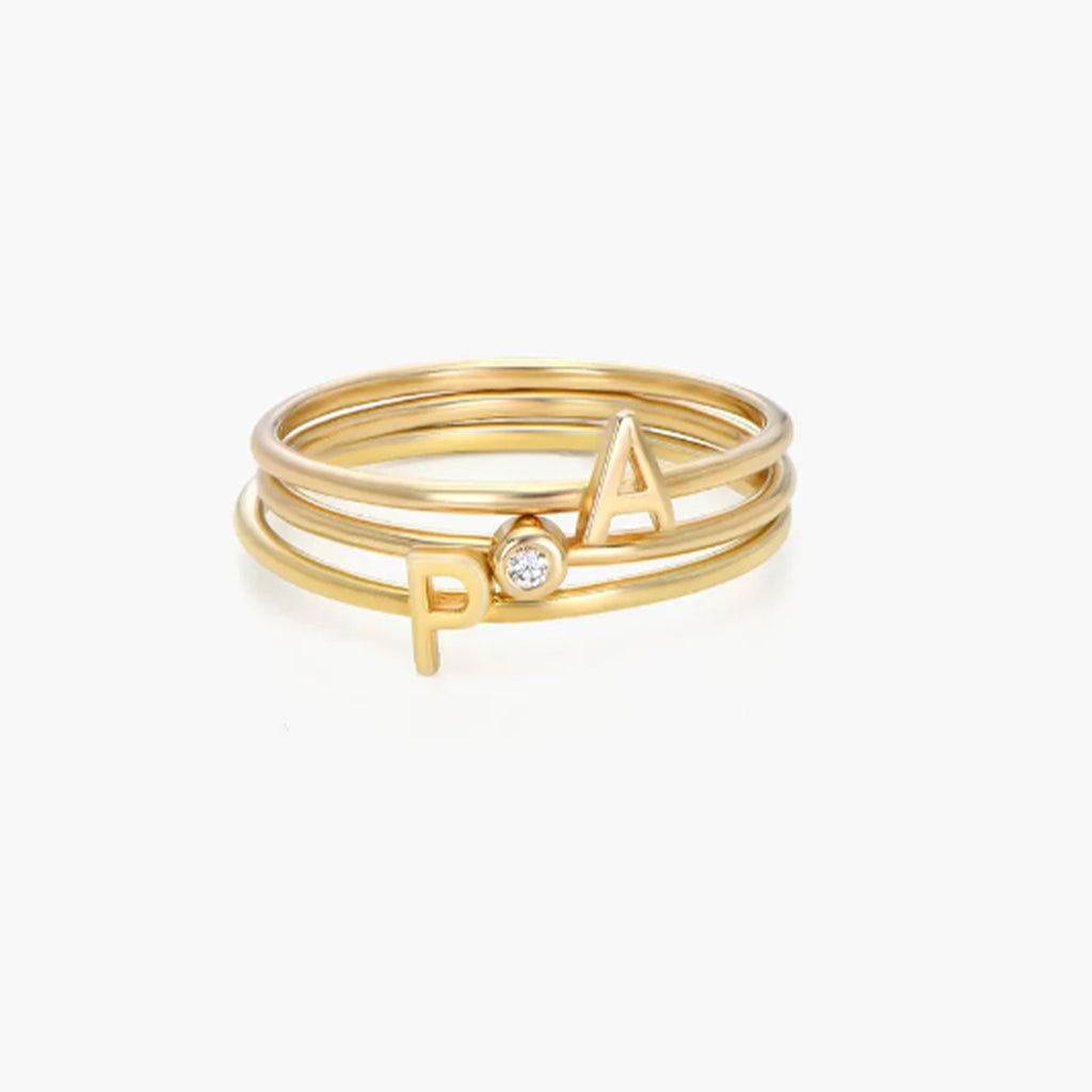 Initial Self-Assured Ring in 14kt Gold Over Sterling Silver