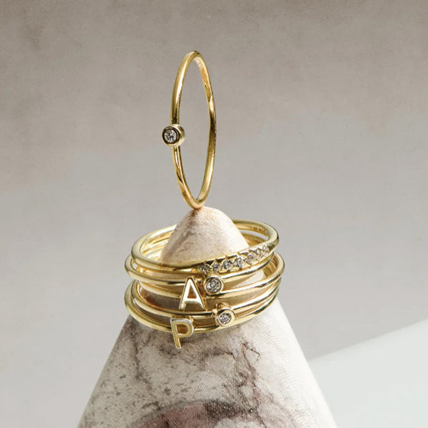Initial Self-Assured Ring in 14kt Gold Over Sterling Silver