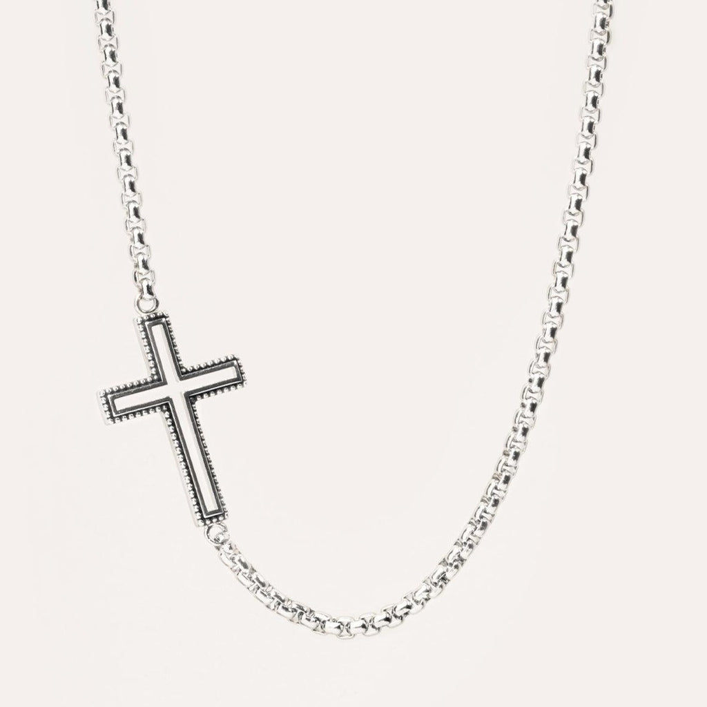 Carved Cross Box Chain Necklace - JOOPITA